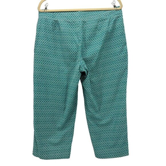 Talbots Petites Stretch Green White Pattern Cropped Pants Womens 12P - Picture 4 of 8